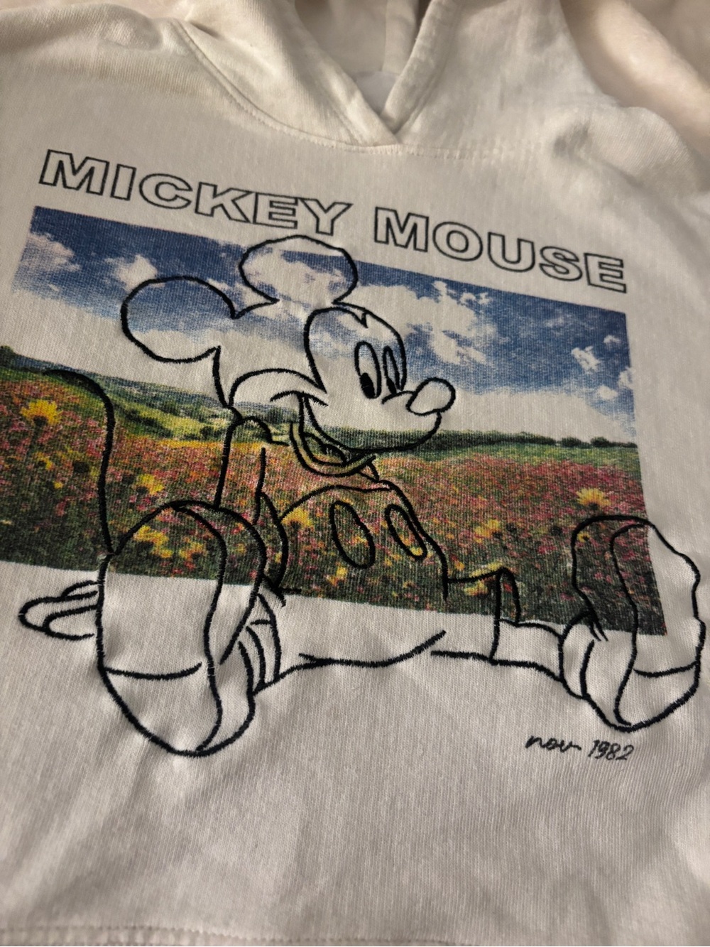 Zara x Disney Mickey Mouse Hoodie Kids Size 8 White Graphic Sweatshirt